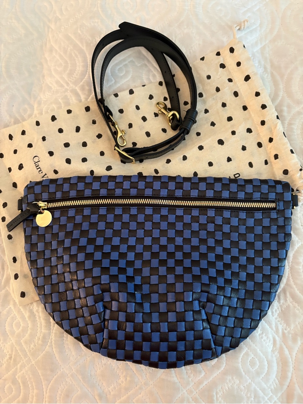 Cobalt/Black Woven Leather Fanny - Clare V - Picture 2 of 5